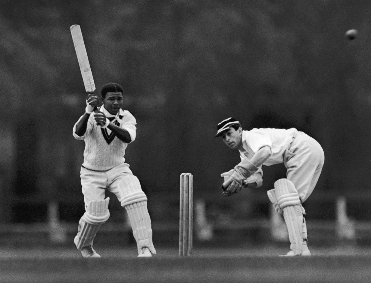 Everton Weekes flicks one to leg, Cambridge University v West Indians, Fenners, The wicket keeper is W H Denman, May 18, 1950