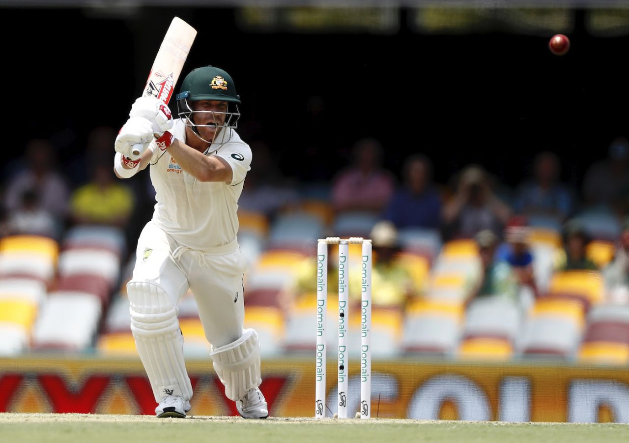 David Warner driving through cover, Australia v Pakistan, 1st Test, Brisbane, November 22, 2019