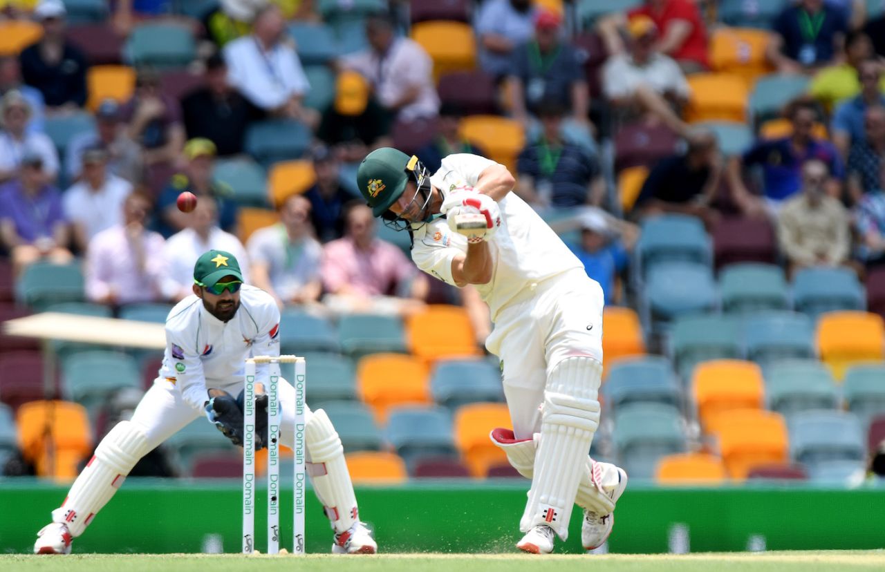Joe Burns lofts inside out over cover, Australia v Pakistan, 1st Test, Brisbane, November 22, 2019