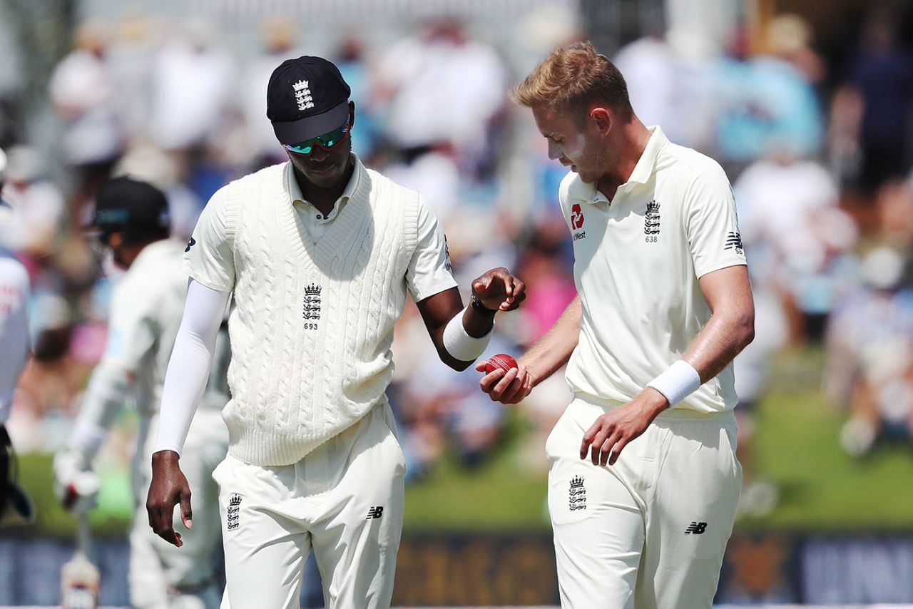 Jofra Archer and Stuart Broad endured a frustrating start to the third day, New Zealand v England, 1st Test, Mount Maunganui, 3rd day, November 23, 2019