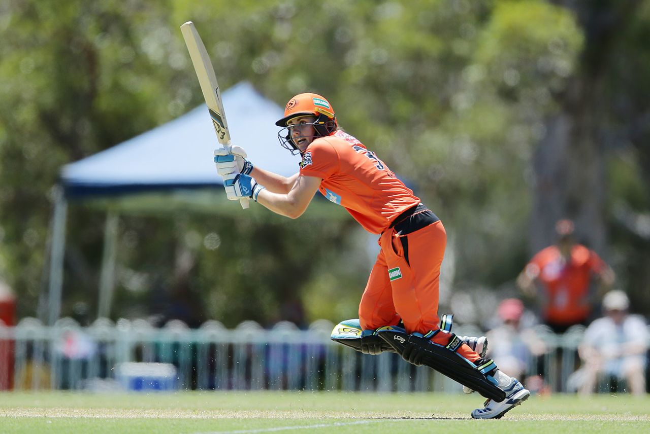 Nat Sciver flicks through the leg side during her half-century, Perth Scorchers v Sydney Sixers, WBBL, Lilac Hill, November 23, 2019