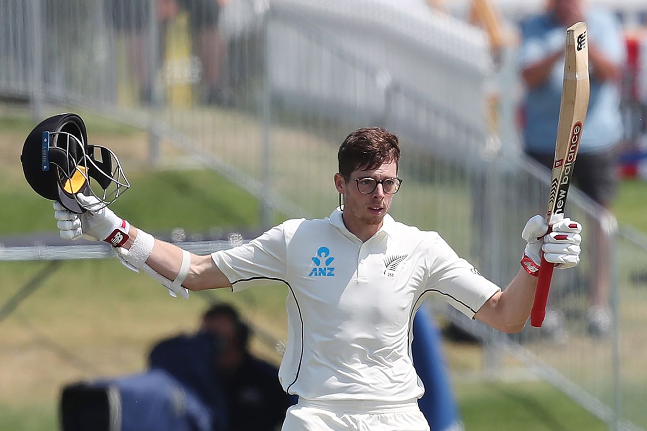 Mitchell Santner raises his maiden Test hundred, New Zealand v England, 1st Test, Mount Maunganui, 4th day, November 24, 2019