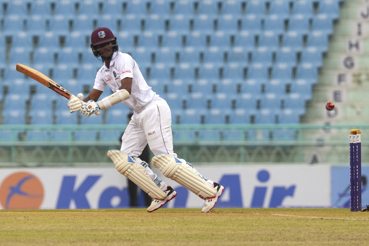 Kraigg Brathwaite works one on the leg side, Afghanistan v West Indies, only Test, Lucknow, 3rd day, November 29, 2019