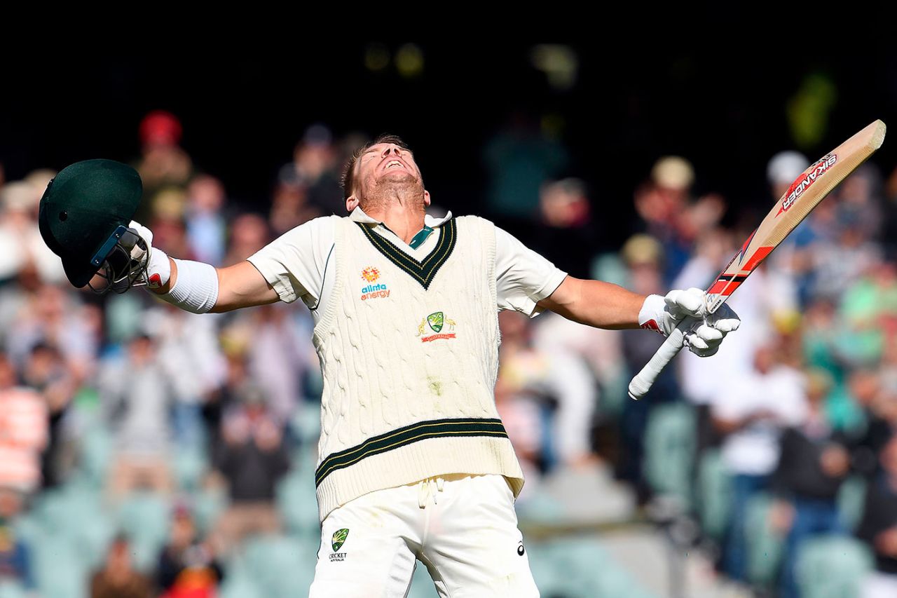 David Warner shows the emotion on reaching 300, Australia v Pakistan, 2nd Test, Adelaide, 2nd day, November 30, 2019