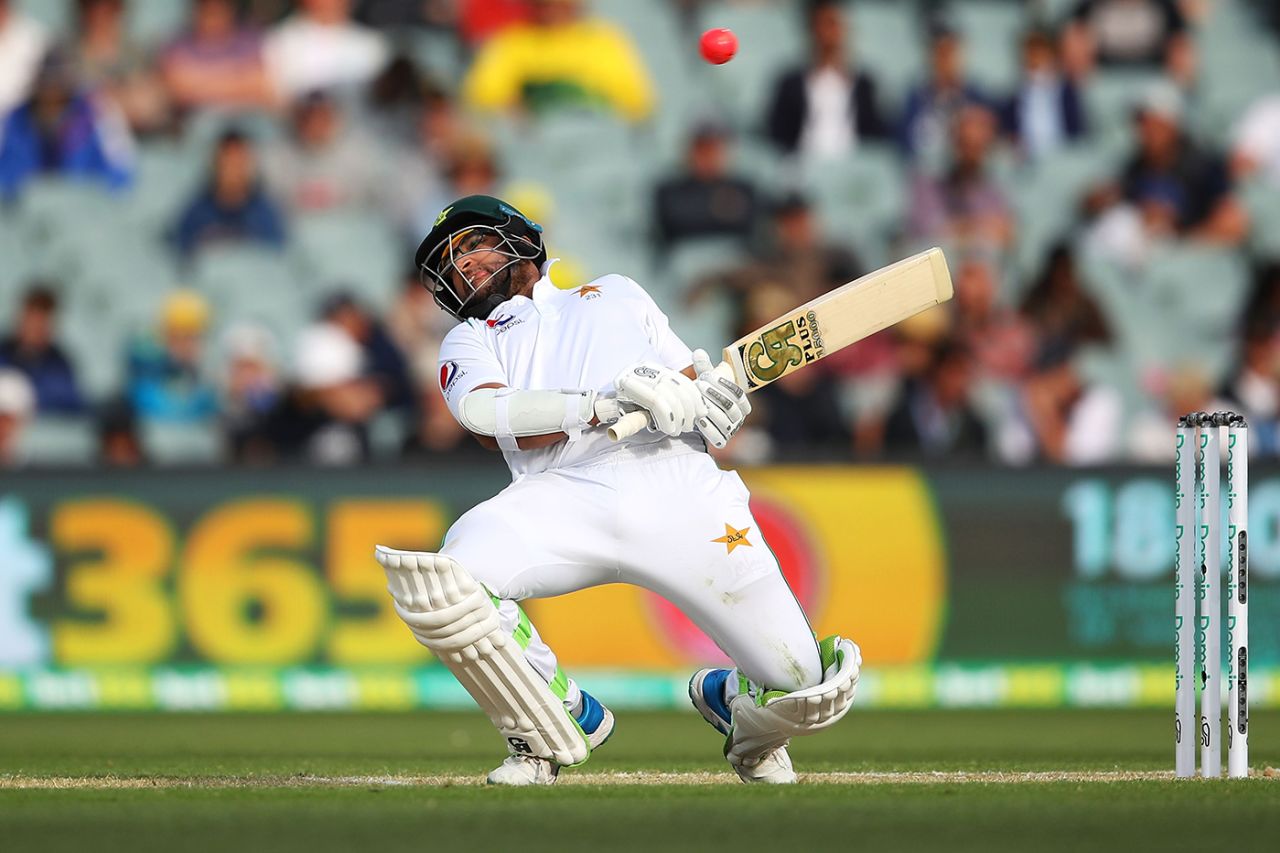 Imam-ul-Haq sways away from a short ball, Australia v Pakistan, 2nd Test, Adelaide, 2nd day