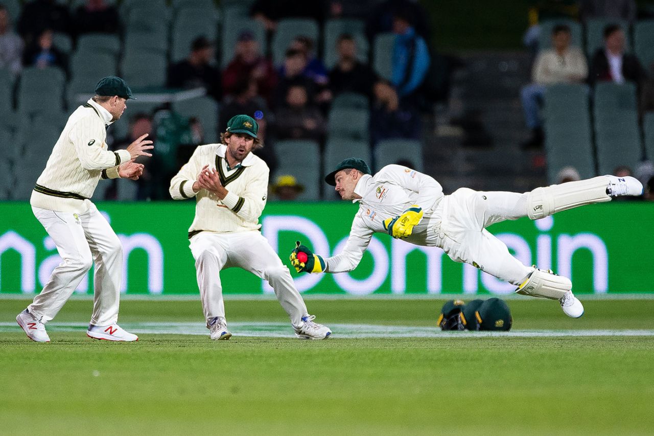 Tim Paine took a brilliant catch to remove Iftikhar Ahmed, Australia v Pakistan, 2nd Test, Adelaide, 2nd day