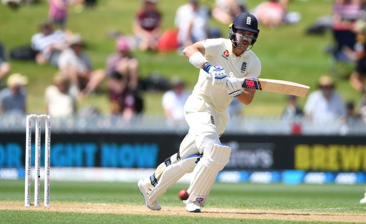 Rory Burns works one to the leg side, New Zealand v England, 2nd Test, Hamilton, December 1, 2019