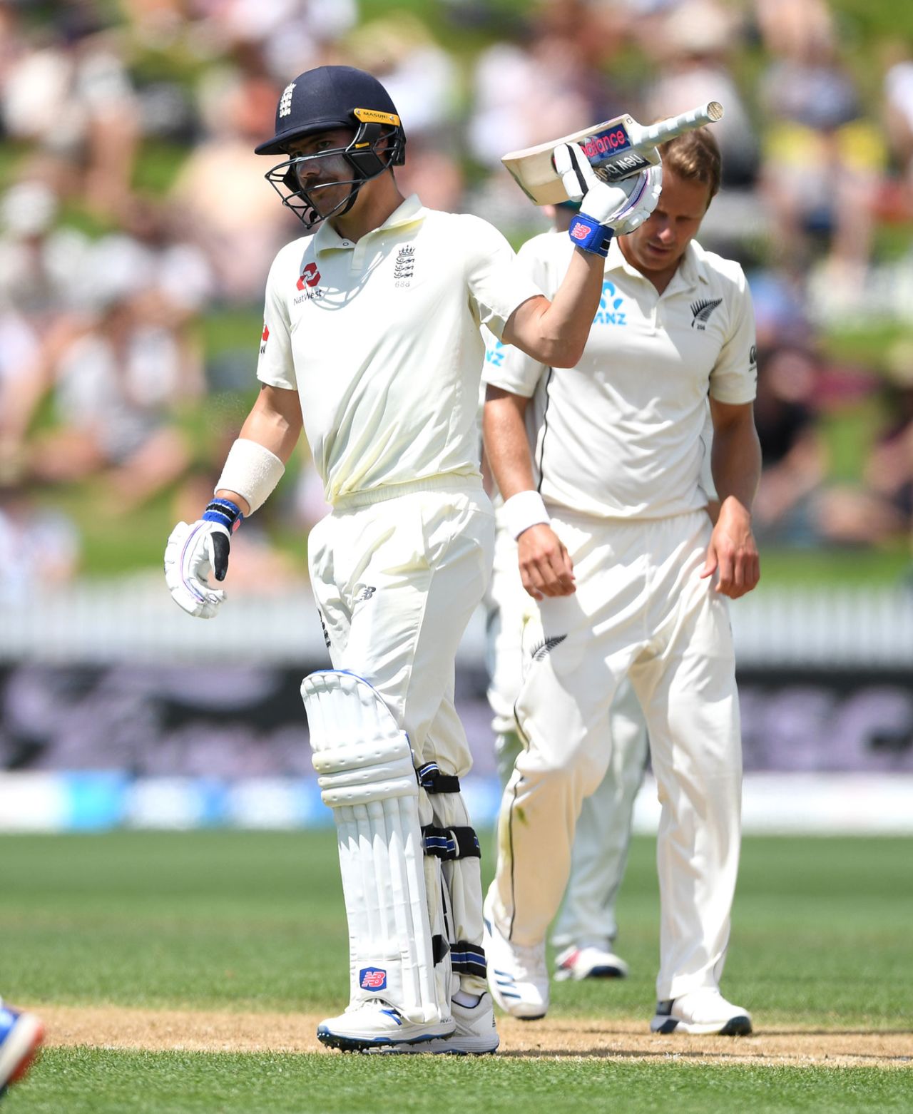 Rory Burns salutes the crowd after reaching fifty, New Zealand v England, 2nd Test, Hamilton, December 1, 2019