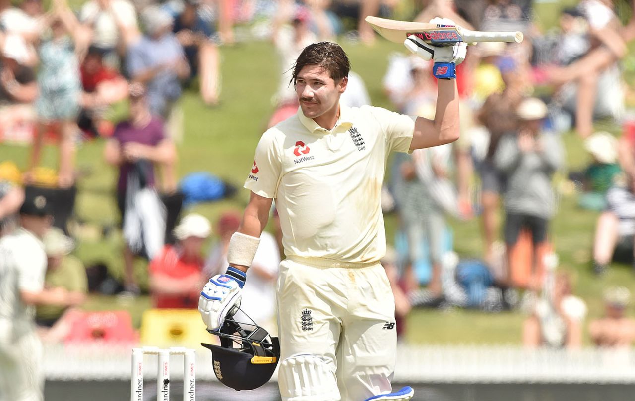 Rory Burns celebrates his century, New Zealand v England, 2nd Test, Hamilton, December 1, 2019