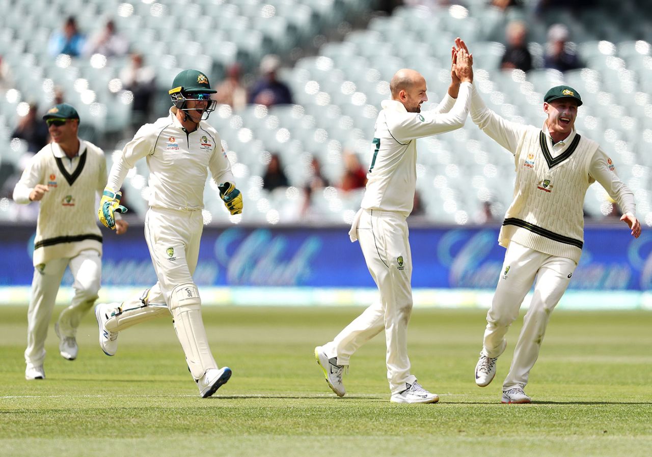 Nathan Lyon broke through when he removed Shan Masood, Australia v Pakistan, 2nd Test, Day 4, Adelaide, December 2, 2019