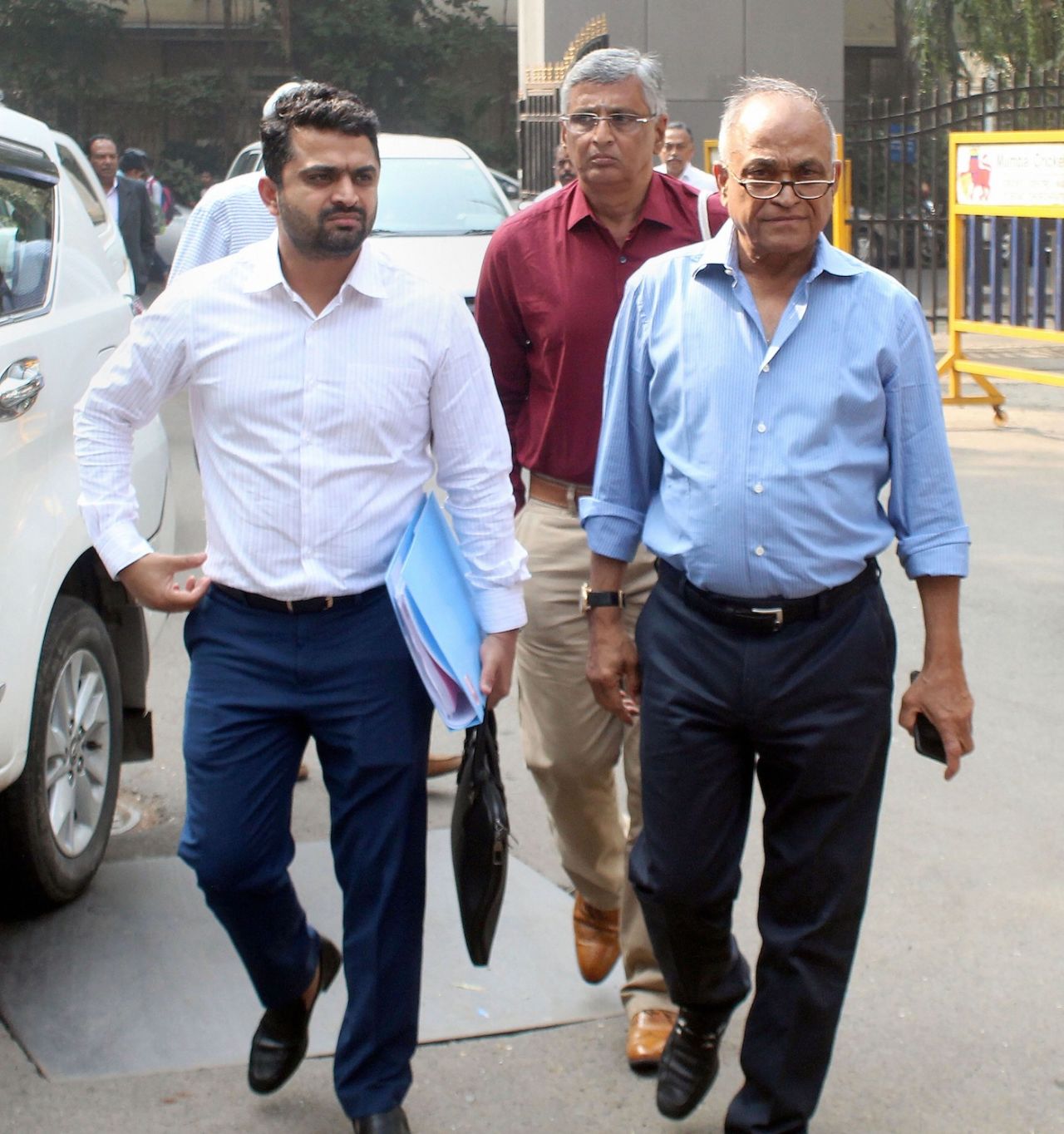 Jaydev Shah and Niranjan Shah arrive at the BCCI office for the AGM, Mumbai, December 1, 2019
