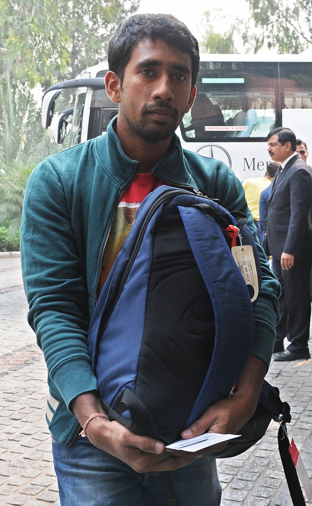Wriddhiman Saha arrives at a hotel ahead of the match, India v South Africa, 1st Test, Mohali, November 2, 2015