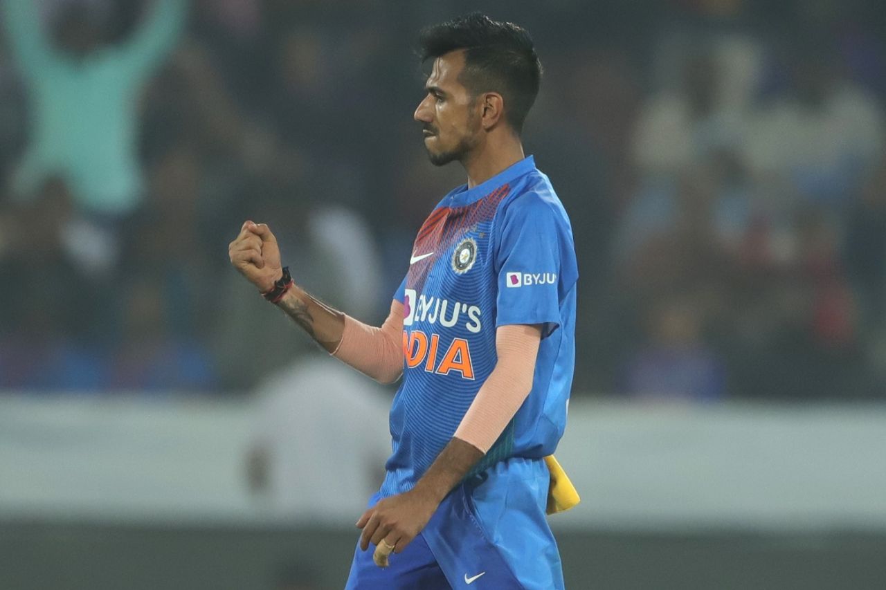 Yuzvendra Chahal is pumped after making a key strike, India v West Indies, 1st T20I, Hyderabad, December 6, 2019