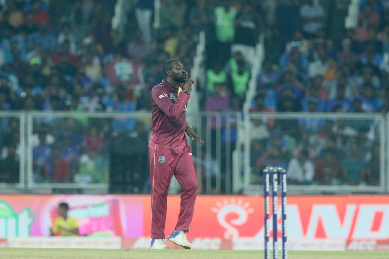 "Quiet please, I've just got Virat Kohli out" - Kesrick Williams, India v West Indies, 2nd T20I, Thiruvananthapuram, December 8, 2019