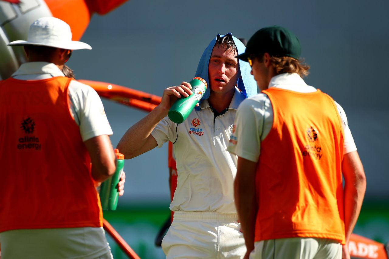 Marnus Labuschagne battled through oppressive heat, Australia v New Zealand, 1st Test, Day 1, Perth, December 12, 2019