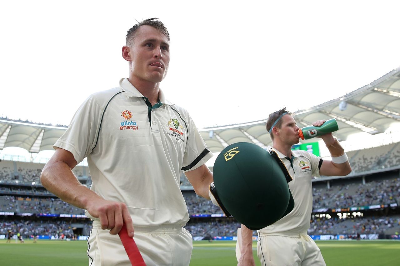 Marnus Labuschagne and Steven Smith shared a century stand, Australia v New Zealand, 1st Test, Day 1, Perth, December 12, 2019