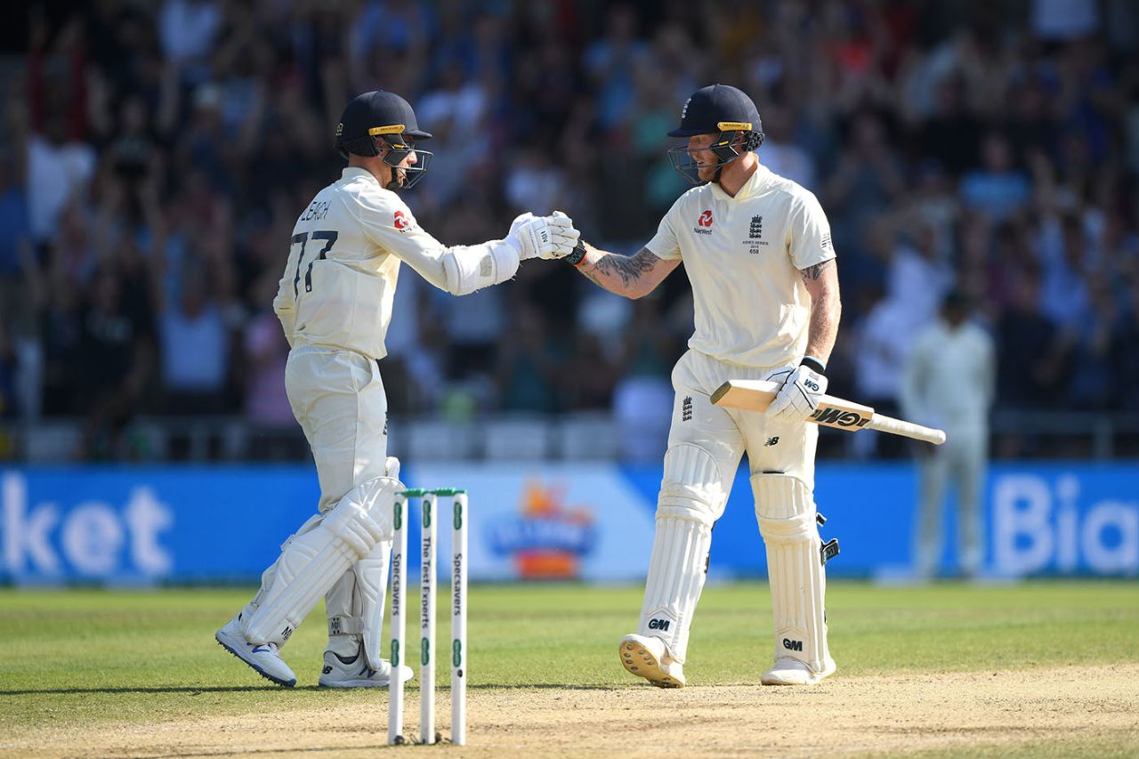 Jack Leach clung on alongside Ben Stokes, England v Australia, 3rd Ashes Test, Headingley, August 25, 2019