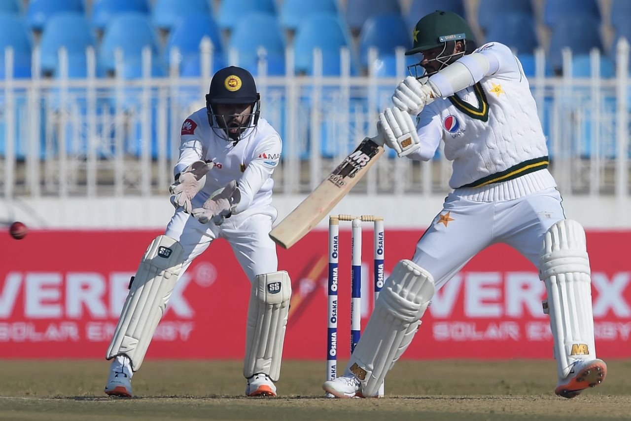 Azhar Ali plays a cut, Pakistan v Sri Lanka, 1st Test, Rawalpindi, Day 5