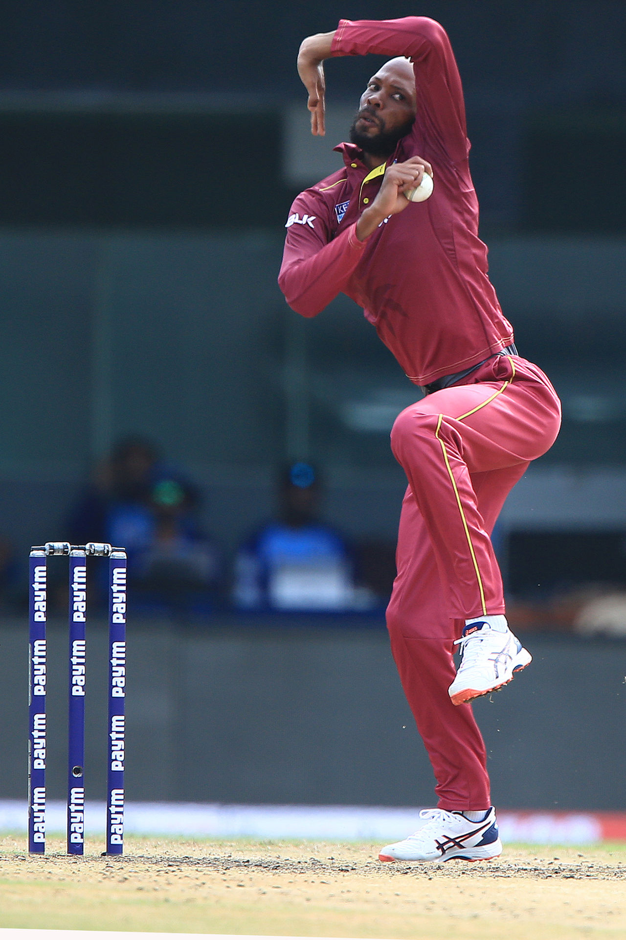 Roston Chase loads up to bowl, India v West indies, 1st ODI, Chennai, December 15, 2019