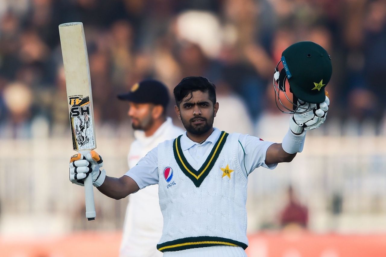 Babar Azam soaks up the applause of the crowd, Pakistan v Sri Lanka, 1st Test, Rawalpindi, Day 5