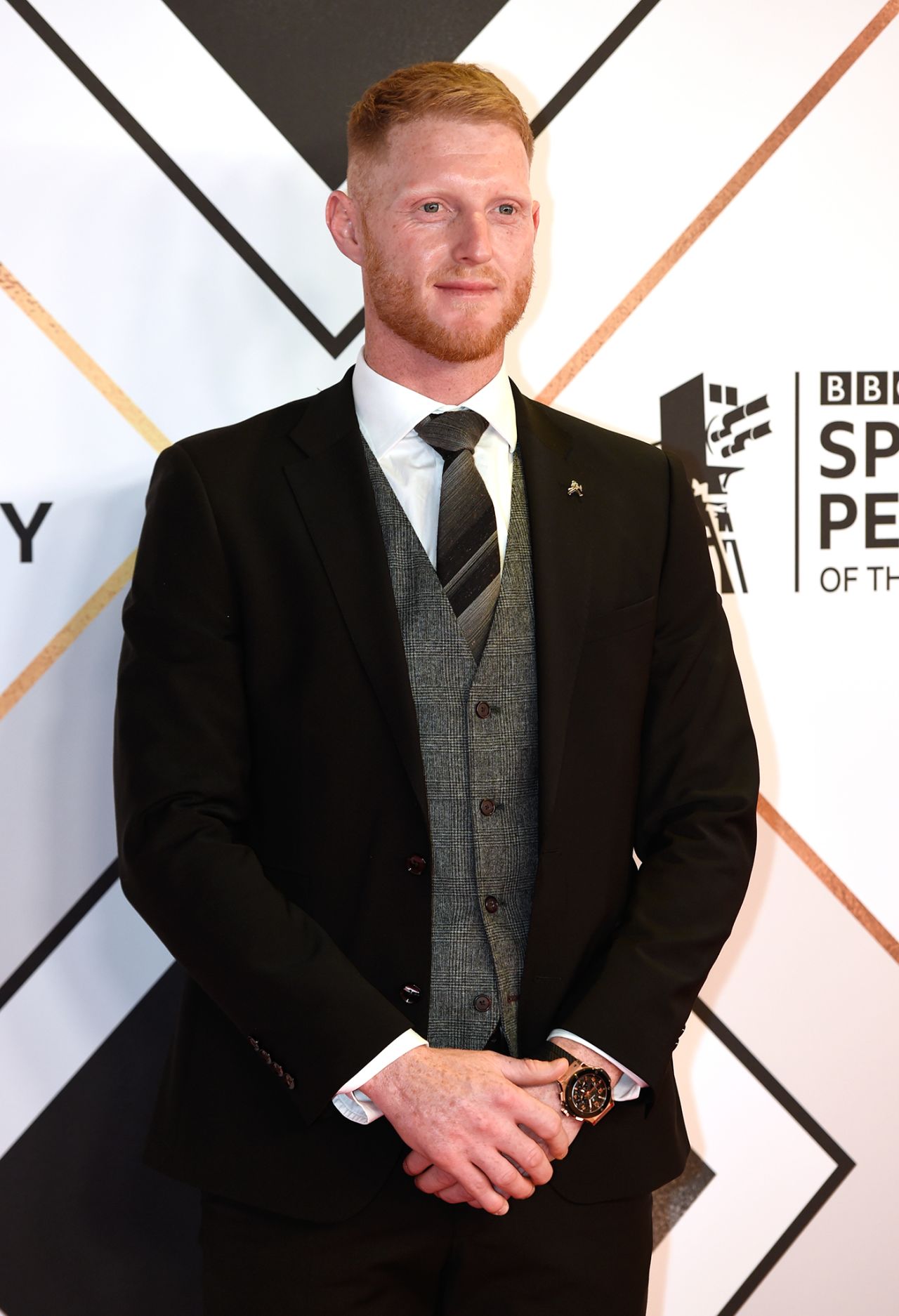 Ben Stokes poses for photographs on arrival at the Sports Personality of the Year awards