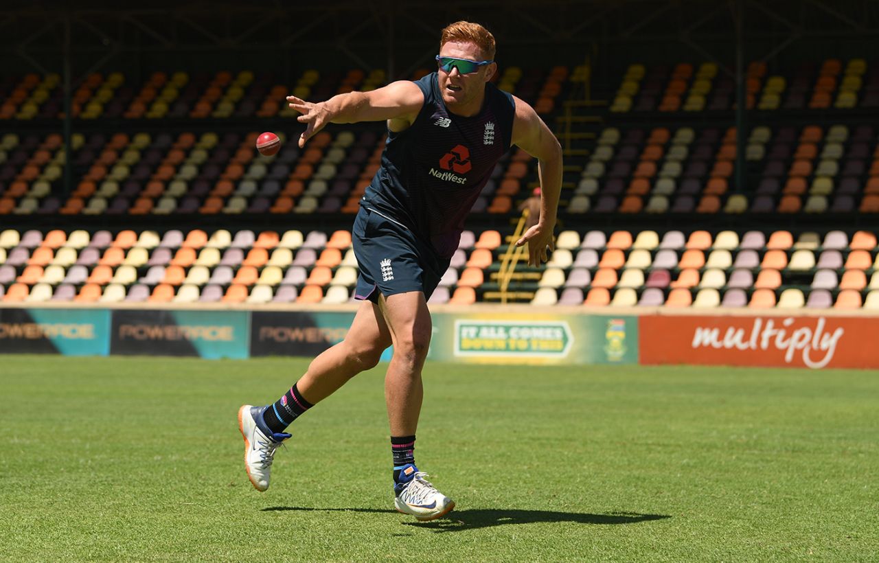 Jonny Bairstow takes part in a training drill, Benoni, December 16, 2019