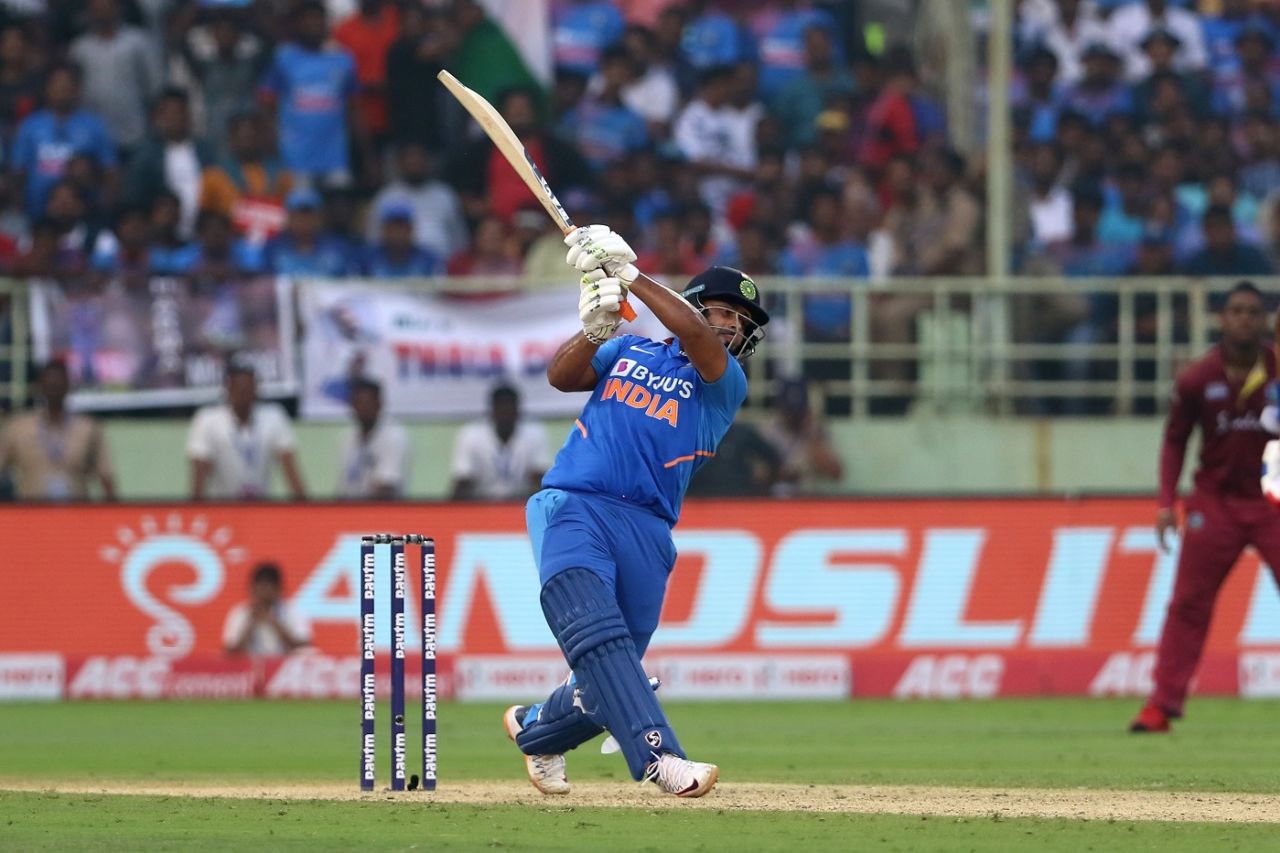 Rishabh Pant tees off, India v West Indies, 2nd ODI, Visakhapatnam, December 18, 2019