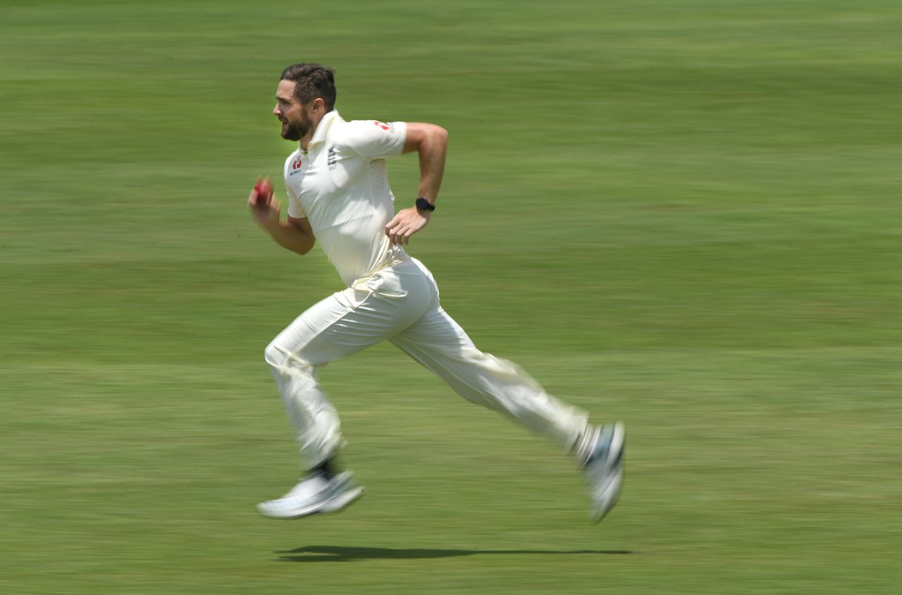 Chris Woakes charges in, Cricket South Africa Invitational XI v England, Tour match, Benoni, December 18, 2019