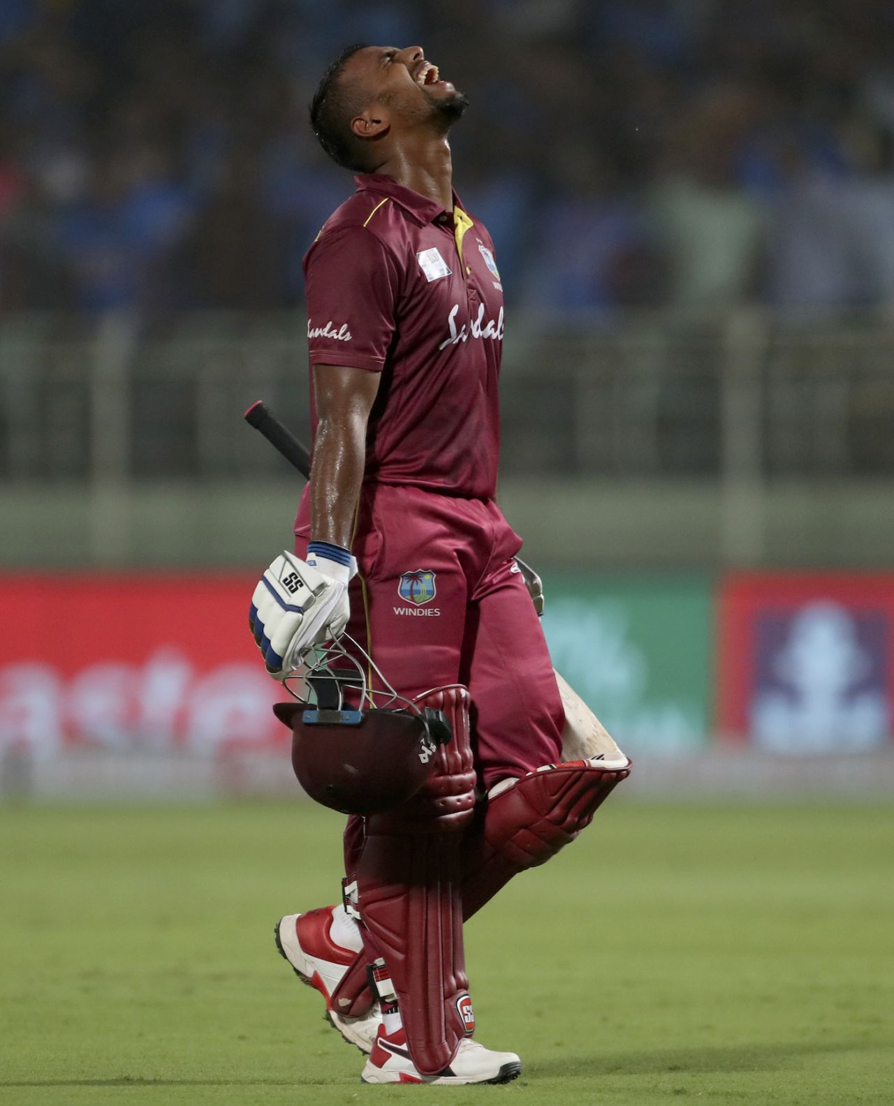 Nicholas Pooran is dejected after falling for a rapid fifty, India v West Indies, 2nd ODI, Visakhapatnam, December 18, 2019