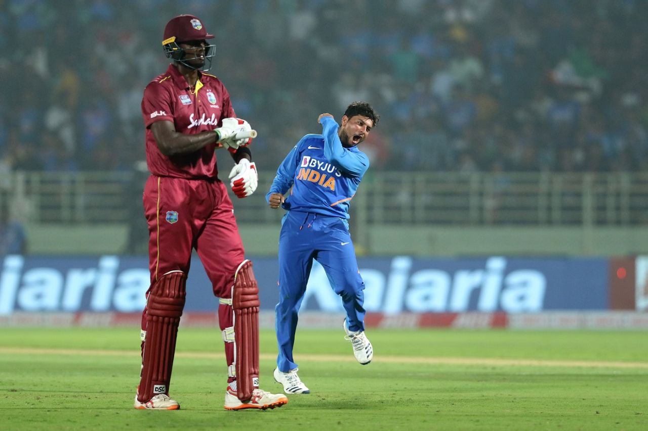 Kuldeep Yadav became the first Indian to pick up two hat-tricks in international cricket, India v West Indies, 2nd ODI, Visakhapatnam, December 18, 2019