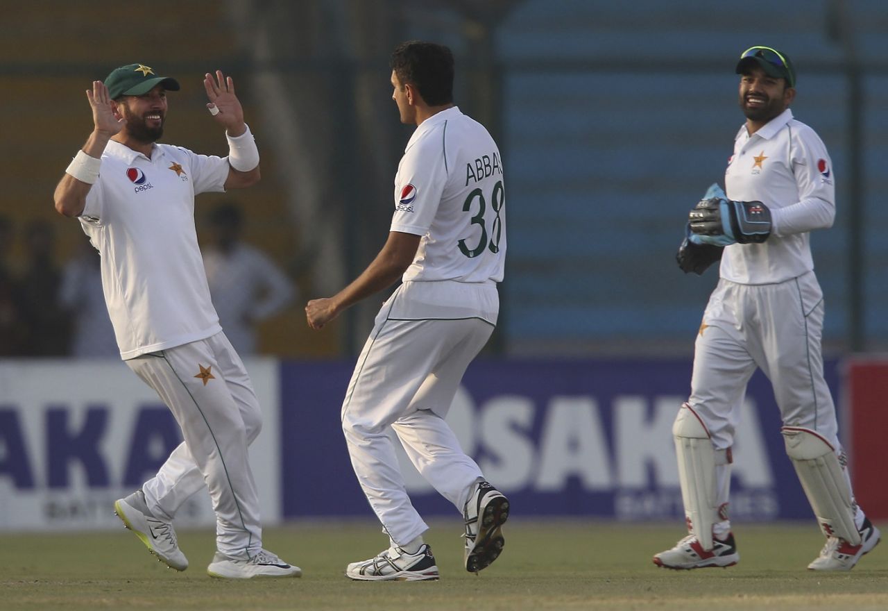 Mohammad Abbas celebrates a wicket, Pakistan v Sri Lanka, 2nd Test, Karachi, day 1, December 19, 2019