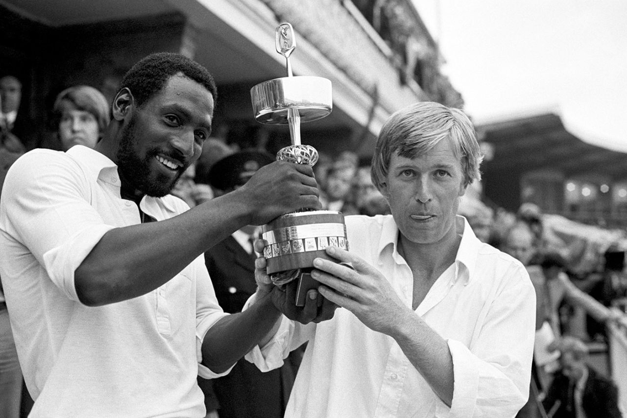 Viv Richards and Brian Rose hold aloft the trophy, Northamptonshire v Somerset, Gillette Cup final, Lord's, September 8, 1979