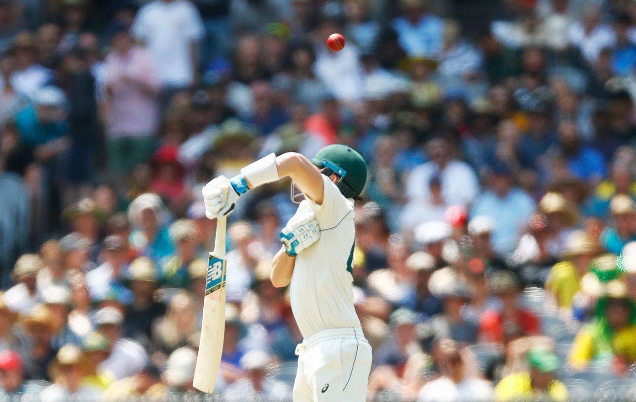 Steven Smith fended a bouncer into the gully, Australia v New Zealand, 2nd Test, Melbourne, 2nd day, December 27, 2019