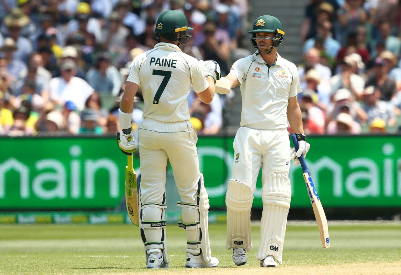 Tim Paine and Travis Head enjoyed an excellent partnership, Australia v New Zealand, 2nd Test, Melbourne, 2nd day, December 27, 2019