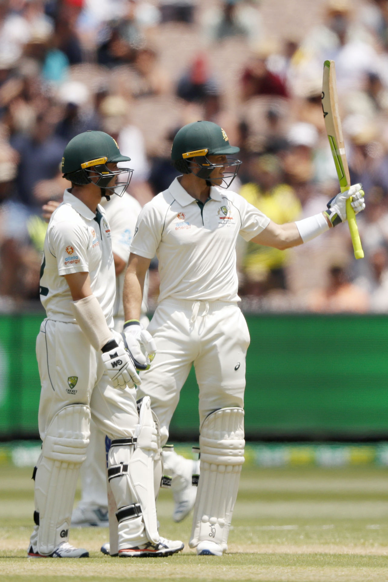 Tim Paine raises his bat after reaching fifty, Australia v New Zealand, 2nd Test, Melbourne, 2nd day, December 27, 2019