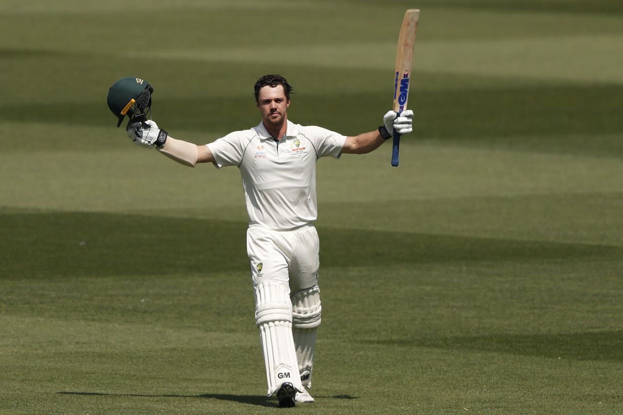 Travis Head celebrates his century, Australia v New Zealand, 2nd Test, Melbourne, 2nd day, December 27, 2019