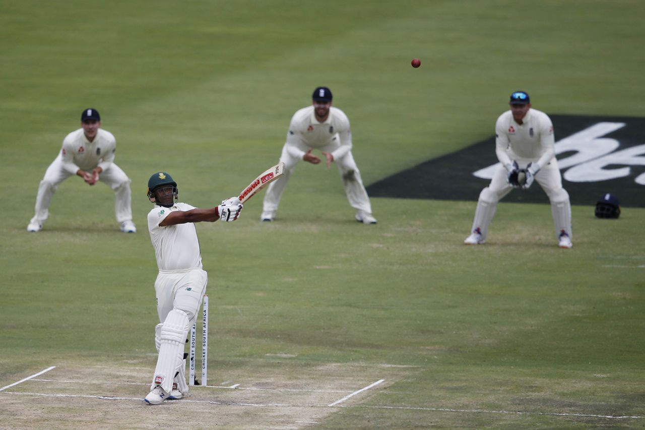 Vernon Philander flays the ball towards midwicket, South Africa v England, 1st Test, Centurion, 3rd day, December 28, 2019