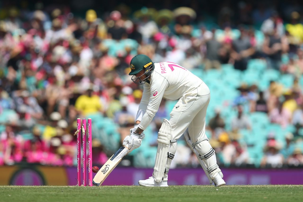 James Pattinson is bowled, Australia v New Zealand, 3rd Test, Sydney, 2nd day, January 4, 2020