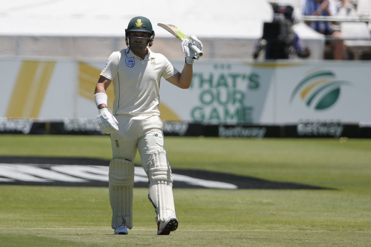 Dean Elgar celebrates his half-century, South Africa v England, 2nd Test, Cape Town, 2nd day, January 4, 2020