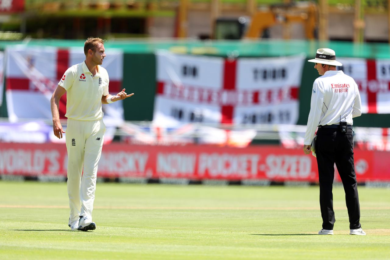 Stuart Broad was denied a wicket after replays showed he had overstepped, South Africa v England, 2nd Test, Cape Town, 2nd day, January 4, 2020