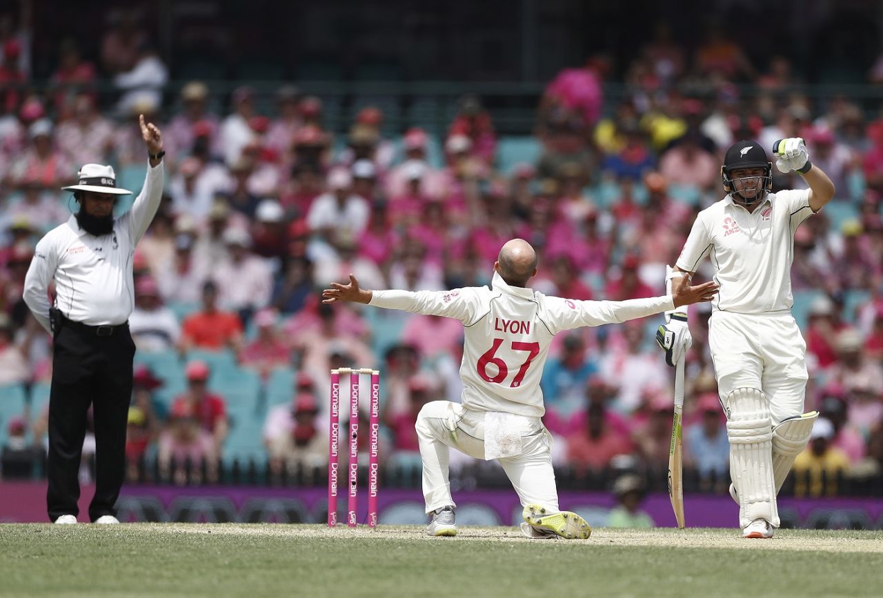 Nathan Lyon gets an lbw decision in his favour, Australia v New Zealand, 3rd Test, Sydney, 3rd day, January 5, 2020