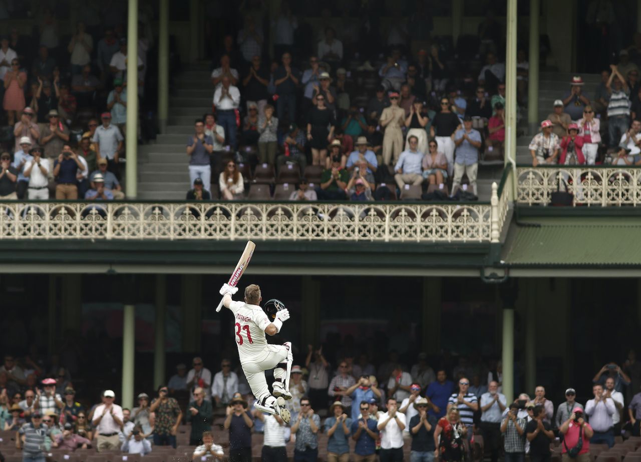 David Warner celebrated his century with a trademark leap, Australia v New Zealand, 3rd Test, Sydney, 4th day, January 6, 2020