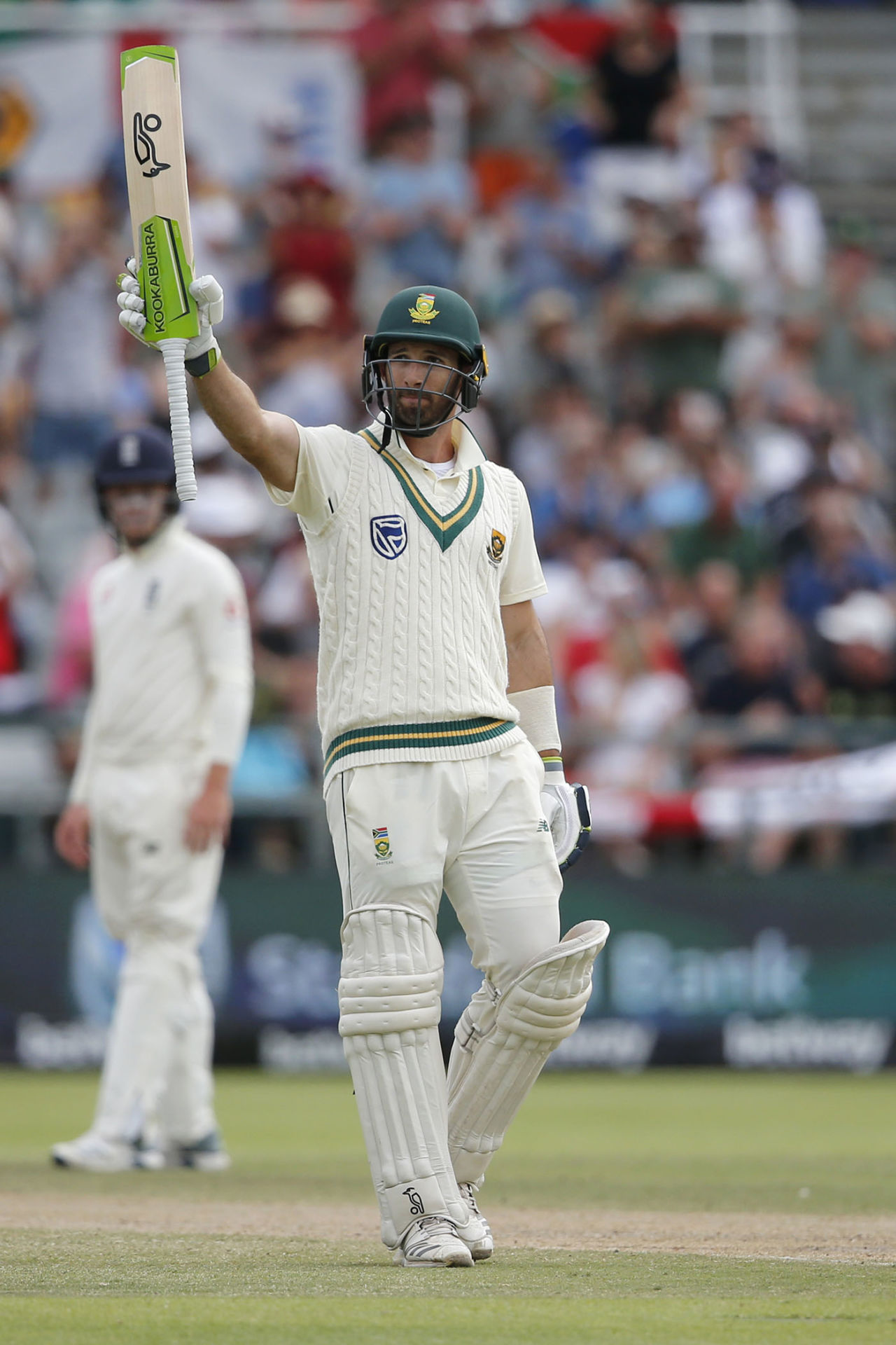 Pieter Malan celebrates after scoring a half-century, South Africa v England, 2nd Test, Cape Town, 4th day, January 6, 2020