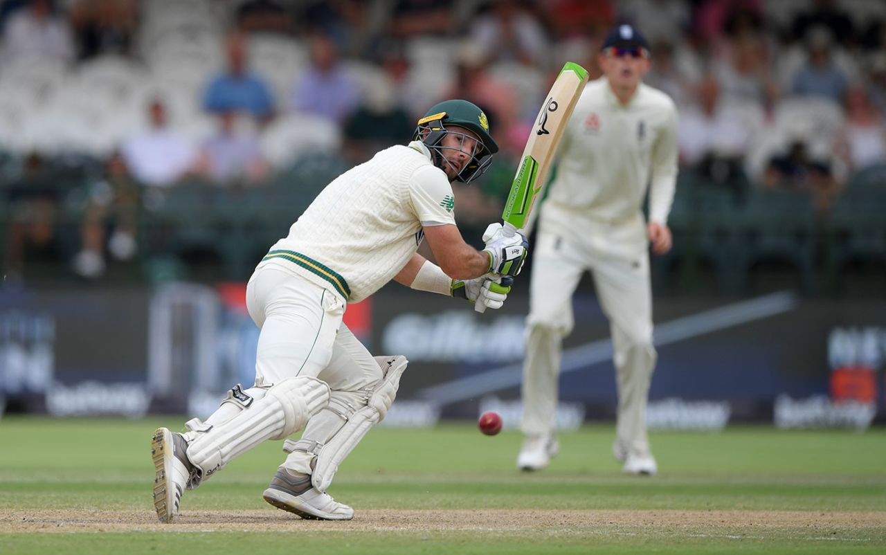 Pieter Malan works the ball to third man, South Africa v England, 2nd Test, Cape Town, 4th day, January 6, 2020