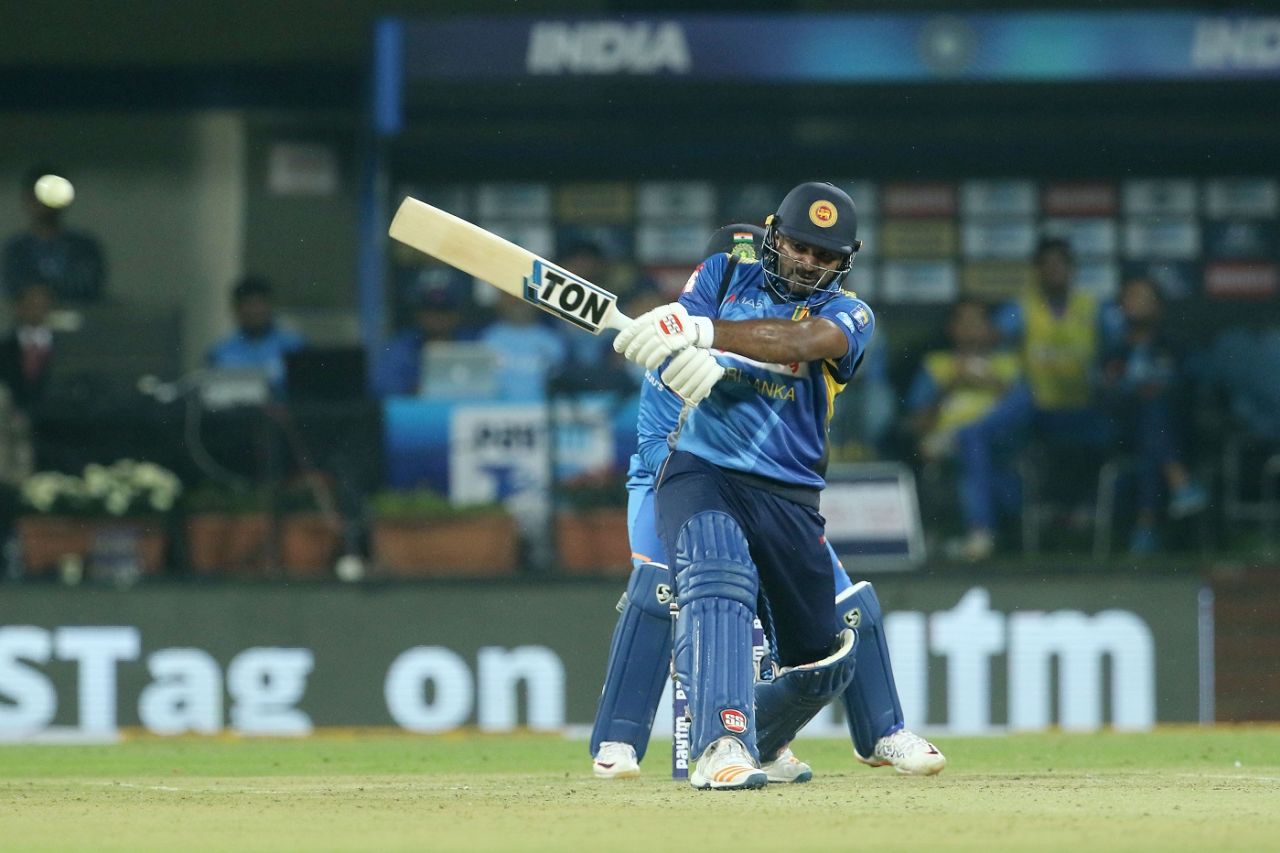 Kusal Perera whips a short ball through the leg side, India v Sri Lanka, 2nd T20I, Indore, January 7, 2020