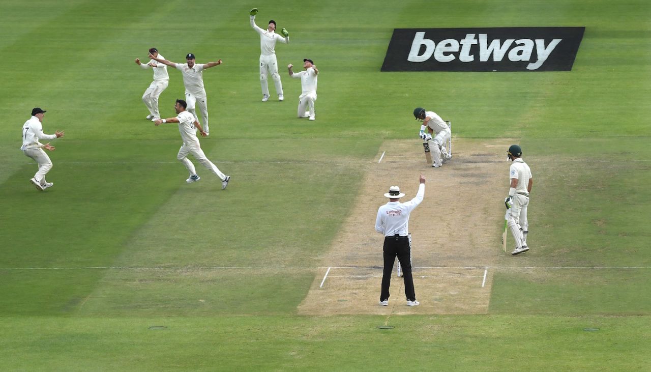 James Anderson runs away to celebrate the wicket of Zubayr Hamza, Day Four, Second Test, South Africa v England, Newlands, Cape Town, January 06, 2020 