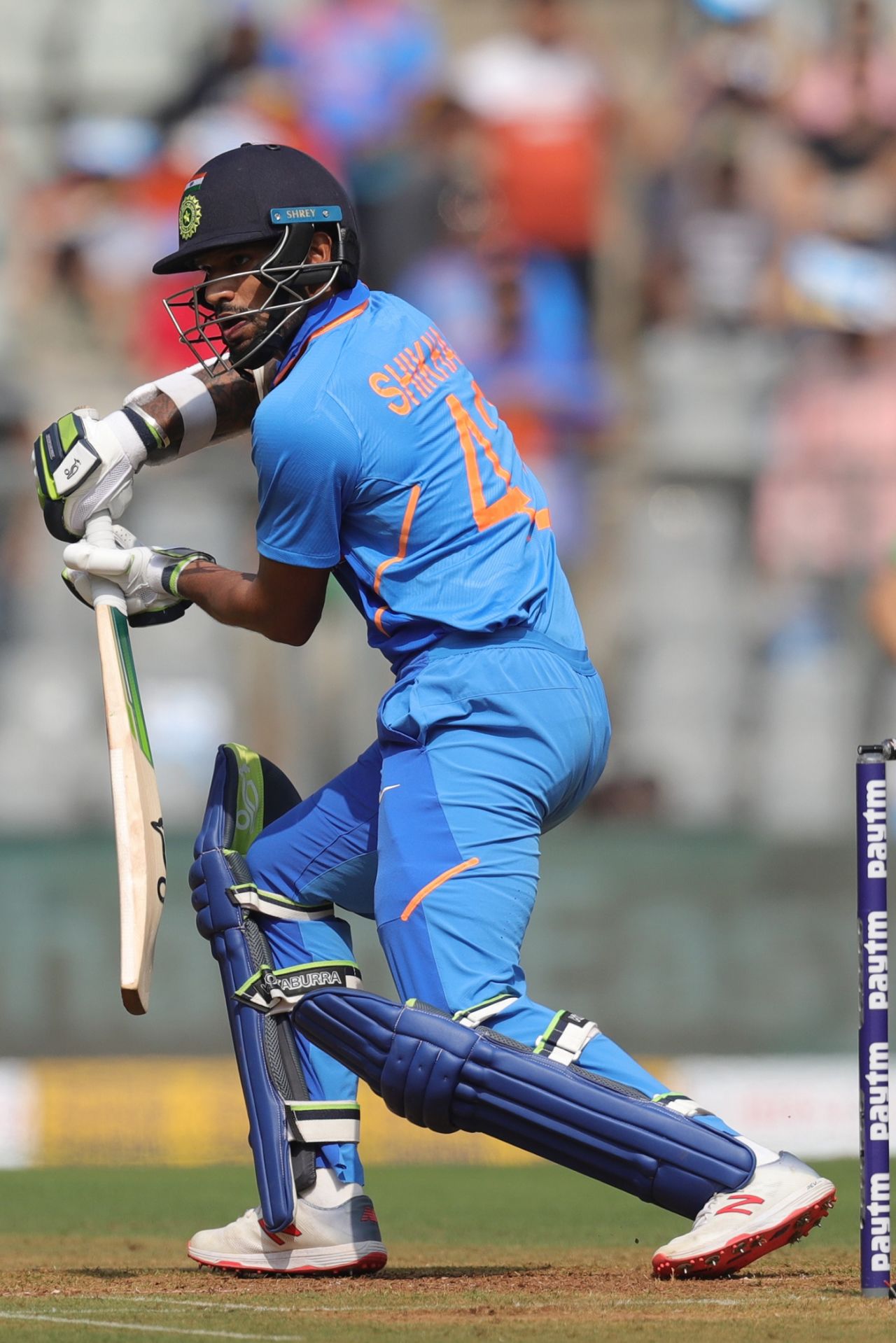 Shikhar Dhawan defends towards point, India v Australia, 1st ODI, Mumbai, January 14, 2020