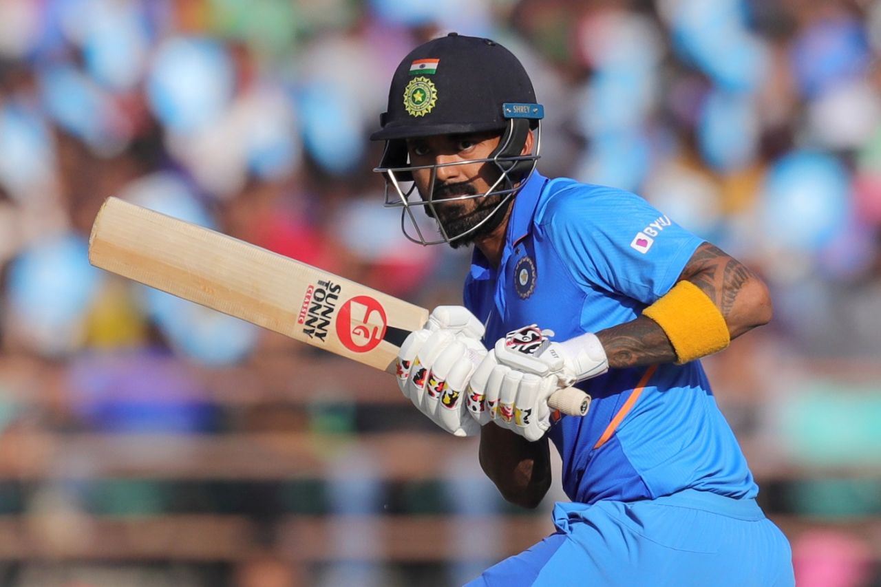 KL Rahul goes through the leg side, India v Australia, 2nd ODI, Rajkot, January 17, 2020
