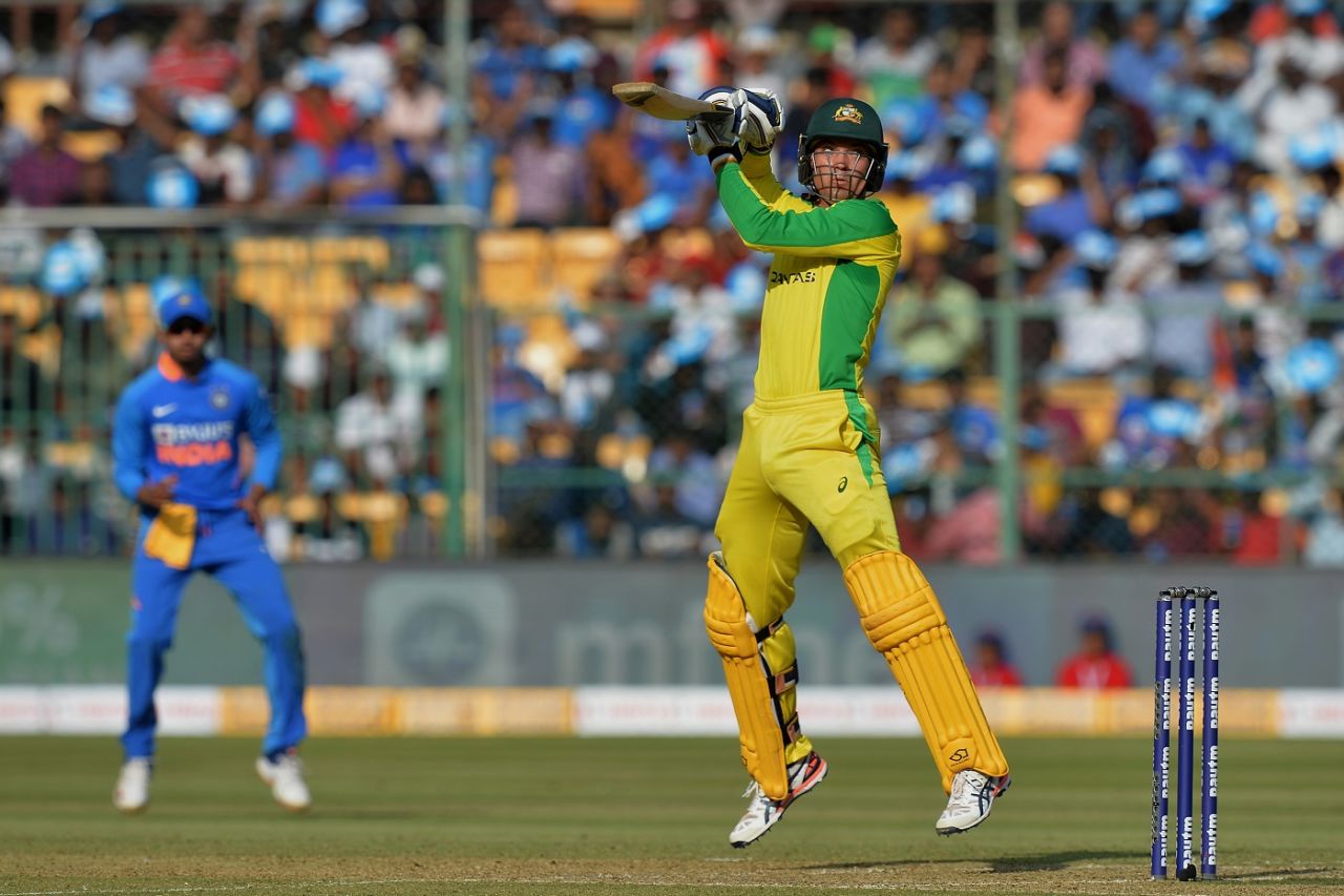 Alex Carey runs a short ball to third man, India v Australia, 3rd ODI, Bengaluru, January 19, 2020