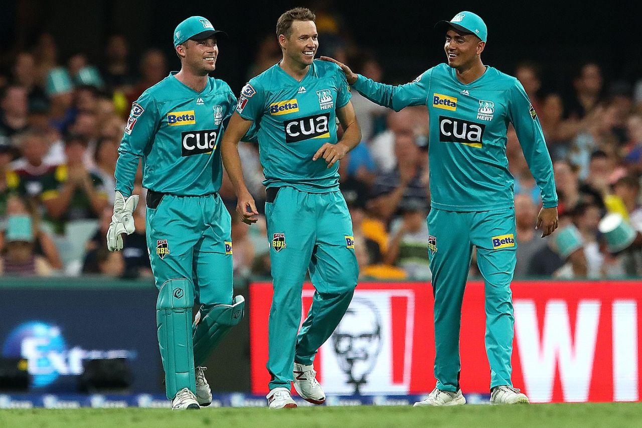 Ben Laughlin was the most successful of the Heat bowlers, Brisbane Heat v Melbourne Renegades, Big Bash League 2019-20, Brisbane, January 19, 2020